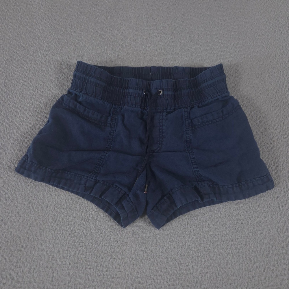Athleta Shorts Womens 2 Navy Cabo Linen 4" Elastic Waist 100% Linen Outdoor